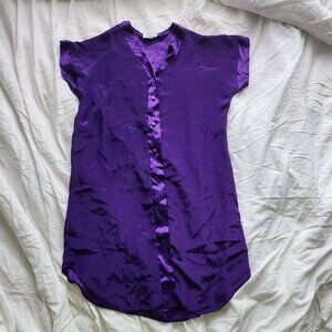 Natalie Creations Satin Shirtdress Purple Woman Size M